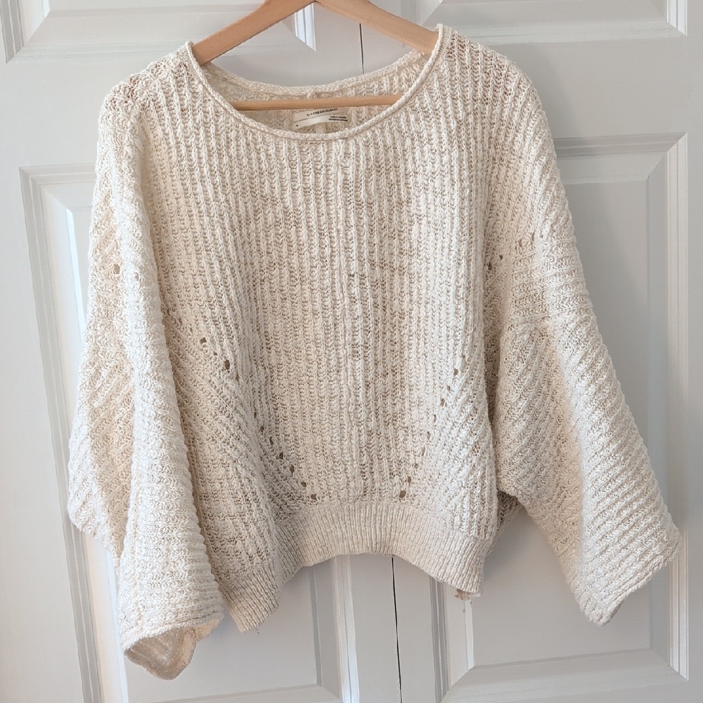 Anthropologie Cream Textured Sweater